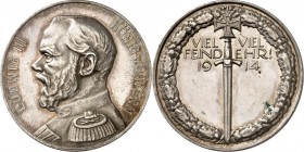 ALTDEUTSCHE LÄNDER und ADEL, 1806-1918. 
BAYERN. 
Ludwig III. 1912-1918. Medaille 1914 (v. Lauer) Brustb.n.l./ Eisernes Kreuz ü. Schwert- 3 Z. VIEL ...