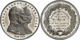 ALTDEUTSCHE LÄNDER und ADEL, 1806-1918. 
PREUSSEN Kgr.. 
Wilhelm I. 1861-1888. Medaille 1879 (v. F. Langmann) Goldhochzeit, am 11. Juni. Brb. des Ka...