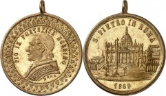 EUROPA. 
ITALIEN-Kirchenstaat. 
Pius IX. 1846-1878. Medaille An. XXIV (1869) (o. Sign.) auf sein 25jähr. Pontifikatsjubiläum. Brb. in Mozzetta mit S...