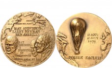 GESCHICHTE u. VERKEHRSWESEN. 
LUFTFAHRT. 
BALLONFAHRT. Medaille 1978 (v. Y. de la Fremondi\'e8re) auf die erste Atlantiküberquerung. Schrift, 3 Köpf...
