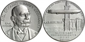 GESCHICHTE u. VERKEHRSWESEN. 
LUFTFAHRT. 
LUFTSCHIFFE. DEUTSCHES REICH. Medaille 1908 (b. Wilhelm Berg, Lüdenscheid), aus Resten d. am 5. Aug. 1908 ...