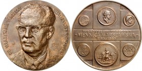 MÜNZ- u. GELDWESEN. 
NUMISMATIKER u. MÜNZHÄNDLER. 
TERLECKI, Wladislaw *1904 +1967. Medaille 1977 (v. E.Gorol) Brb. im Anzug n.halbl. / "MENNICA WAR...