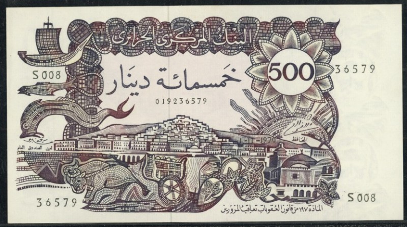ALGERIEN. 
500 Dinars 1.11. 1970 Stadtansicht, PCGS eingeschweißt 62. Pi. 129a....