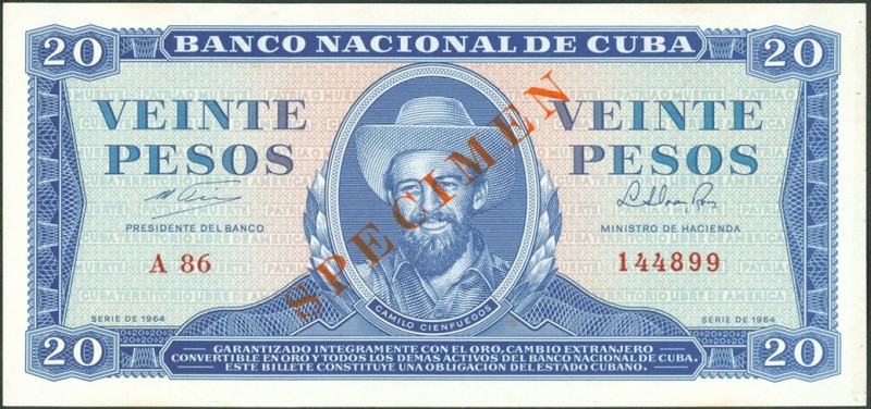 KUBA. 
100 Pesos 1961 SPECIMEN. Pi. 99s. . 

I