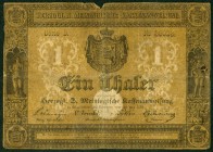 SACHSEN-MEININGEN Hzgt.. 
1 Thaler 24.5.1849 Kassenanweisung. P/R. A452. . 

Einriss,IV