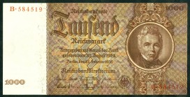 Reichsbank von 1924/1945. 
1000 Reichsmark 22.2.1936 Serie B, Unterdruck E. Ros.&nbsp; 177, Grab. DEU 212. . 

I