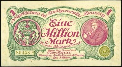 Deutsche Nebengebiete und Kolonien.
DANZIG.
1 Mio. Mark 8.8.1923 5 stellig. Ros. 802a/DAN 26. .

II