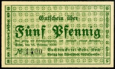 RHEINLAND/-PFALZ. 
Trier, Buchdruckerei Gebr. Koch. 5 Pf. 15.2.1920 ohne Wz. v.E. 1735.1, Gra/Me. 1342.1. . 

I