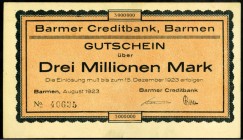 RHEINLAND. 
Barmen, Barmer Creditbank. 1, 2 ,3 Mio.Mark August 1923. v.E. 34.8b,9b,10b. (3). 

III