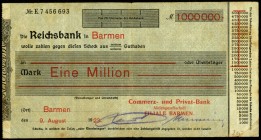 RHEINLAND.
Barmen, Commerz-und Privat Bank. 1 Mio.Mark 9.8.1923,2 Mio Mark -13.8.1923. v.E. 43.1, 2. (2).

IV