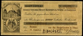 RHEINLAND. 
Barmen, v.d.Heydt-Kersten & Söhne. 1, 2, Mio.Mark 15.8.1923. v.E.&nbsp; 59.7,8. (2). 

III-IV