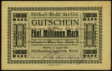 WESTFALEN/-LIPPE. 
Werne, Klöckner Werke Zeche Werne. 500 T., 1 Mio.8.8.,1,2 Mio.Mk. 14.8. ,2,5 Mio. Mk. 20.8.1923. Ke. 5565a-c, Topp&nbsp; 898.1-4. ...