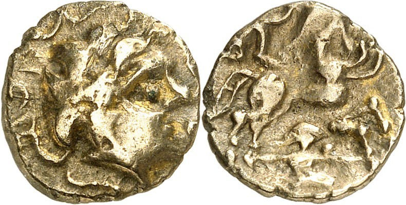 GALLIEN. 
NAMNETES (um Nantes). 
Viertelstater 1,32g. Kopf m. "Perlenschlange"...