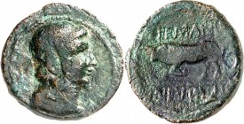 GERMANIEN. 
TREVERER. 
Germanus Indutilli L(ibertus) um 10 v.Chr. AE-Quadrans 17mm 2,45g. Unbärtiger Kopf m. Diadem n.r. / GERMANVS - INDVTILLI L St...
