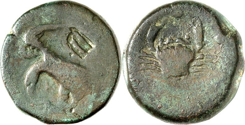 SIZILIEN. 
AKRAGAS (Agrigento). 
AE-Hemilitron 25mm (425/406 v.Chr.) 13,76g. A...