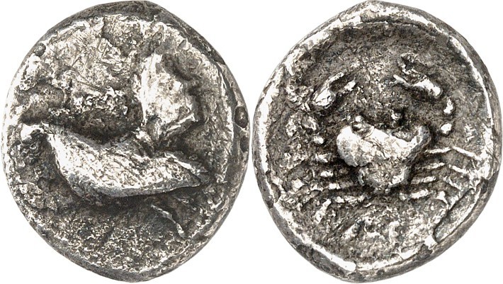 SIZILIEN. 
HIMERA (Thermai Himeraiai). 
Drachme (483-472 v.Chr.) 3,68g. Hahn n...