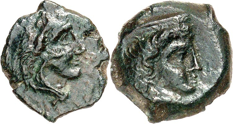 SIZILIEN. 
THERMAE HIMERENSIS. 
AE-15mm 407/406 v. Chr. 2,69g. Kopf des Herakl...