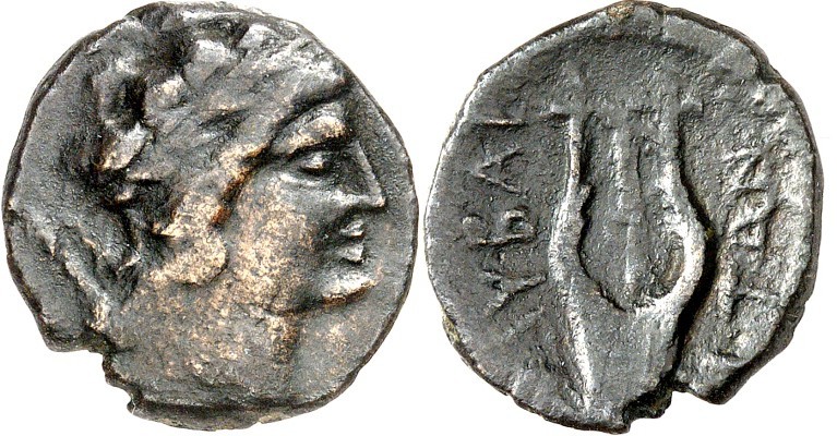SIZILIEN. 
LILYBAION. 
AE-21mm nach 241 v. Chr. 4,70g. Belorbeerter Apollokopf...