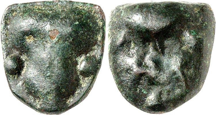 SIZILIEN. 
SELINUS. 
Guss-AE-14x13mm (435/415 v.Chr.) 4,65g. Flussgott Selinos...
