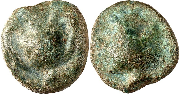 SIZILIEN. 
SELINUS. 
Guss-AE-Onkia 15mm (415/409 v.Chr.) 3,08g. Kantharos / Ep...