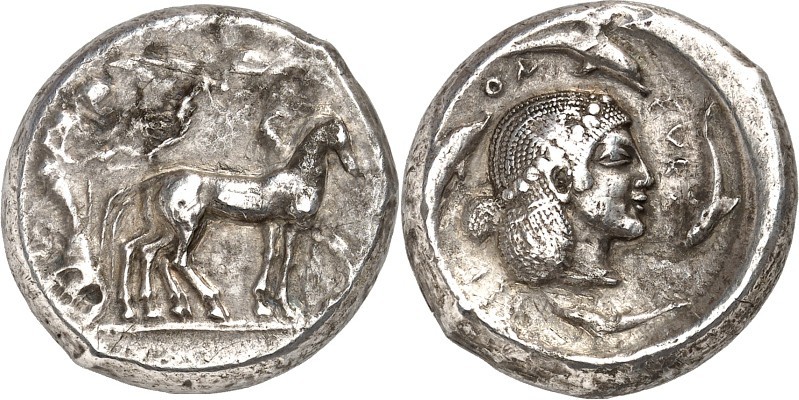SIZILIEN. 
SYRAKUS (Siracusa). 
Tetradrachmon (485/480 v.Chr.) 16,44g. Quadrig...