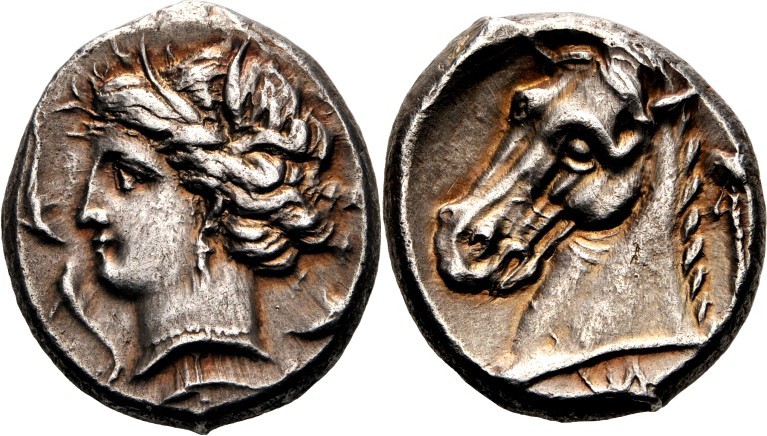 SIZILIEN. 
SIKILOPUNIER. 
Tetradrachmon (311/280 v.Chr.) 17,12g, Armeemünzstät...