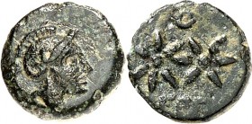 MYSIEN. 
STÄDTE. 
PERGAMON (Bergama). AE-Chalkus 10mm (310/284 v.Chr.) 0,79g. Athenakopf n.r.&nbsp;/ 2&nbsp;Sterne; oben Q ; unten PERG. BMC&nbsp; 2...
