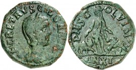 MOESIEN. 
VIMINACIUM (Kostolac). 
Herennia Etruscilla, Gemahlin des Traianus Decius 249-251. AE-Sesterz 29mm ("11"= 249/250) 18,1g. Pallabüste m. Di...