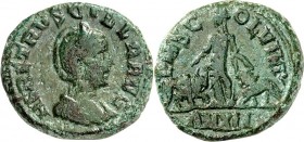 MOESIEN. 
VIMINACIUM (Kostolac). 
Herennia Etruscilla, Gemahlin des Traianus Decius 249-251. AE-Sesterz 26mm ("12"= 250/251) 14,13g. Büste in Palla ...