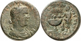 KILIKIEN. 
ANAZARBOS (Anavarza). 
Valerianus I. 253-260. AE-Triassarion 24,5mm ("272"= 253/54) 13,57g. Paludamentbüste m. Strkr. n.r. AYT K OYA LEPI...