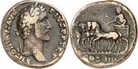 RÖMISCHES KAISERREICH. 
ANTONINUS PIUS Augustus 138-161. AE-Sesterz (145) 24,91g. Kopf m. Lkr. n.r. ANTONINVS - AVG PIVS P P TR P / COS IIII - S C Ka...