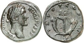 RÖMISCHES KAISERREICH. 
ANTONINUS PIUS Augustus 138-161. AE-As (140/144) 12,57g. Belorbeerter Kopf n.r. ANTONINVS - AVG PIVS P P / TR POT - COS III -...