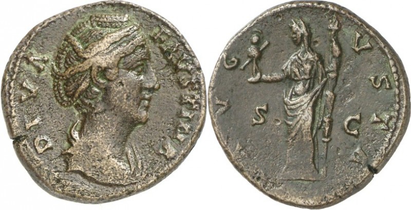 RÖMISCHES KAISERREICH. 
Diva Faustina senior z.Z. Antoninus Pius 141/161. AE-Du...