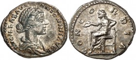 RÖMISCHES KAISERREICH. 
Lucilla, Gemahlin des Lucius Verus 163-169 (+182). Denar 3,50g. Pallabüste n.r. LVCILLAE AVG ANTONINI AVG F / CONCO-RDIA Conc...