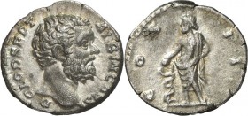 RÖMISCHES KAISERREICH. 
Clodius Albinus Caesar 193-195. Denar (195) 3,00g. Kopf n.r. D CLOD SEPT - ALBIN CAES / C O S - I I Aesculapius steht n.l. RI...