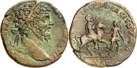 RÖMISCHES KAISERREICH. 
SEPTIMIUS SEVERUS 193-211. AE-Sesterz (196) 16,24g. Belorbeerter Kopf n.r. [L SEPT SEV PERT - AVG IMP]VIII / [ADVENTVI ]AVG F...