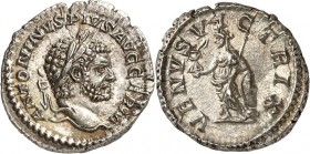 RÖMISCHES KAISERREICH. 
CARACALLA, Augustus 198-217. Denar (216) 2,98g. Kopf m. Lkr. n.r. ANTONINVS PIVS AVG GERM / VENVS VICTRIX Venus steht mit Vic...