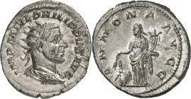 RÖMISCHES KAISERREICH. 
PHILIPPUS I. Arabs 244-249. Antoninian (244) 4,30g. Paludamentbüste m. Strkr. n.r. IMP M IVL PHILPPVS AVG&nbsp;/ ANNONA AVGG ...