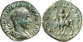 RÖMISCHES KAISERREICH. 
PHILIPPUS I. Arabs 244-249. AE-Sesterz (245) 17,10g. Paludamentbüste m. Lkr. n.r. IMP M IVL PHILIPPVS AVG / ADVENTVS AVGG - S...