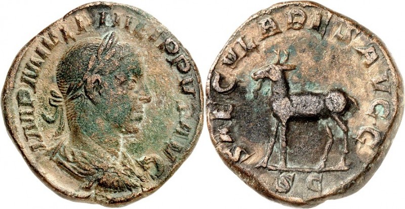 RÖMISCHES KAISERREICH. 
PHILIPPUS I. Arabs 244-249. AE-Sesterz (248) 16,5g, Rom...
