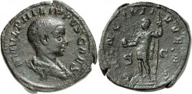 RÖMISCHES KAISERREICH. 
Philippus II., Caesar 244-247. AE-Sesterz (245/247) 18,50g. Palliumbüste n.r. M&nbsp;IVL PHILIPPVS CAES&nbsp;/ PRINCIPI I-VVE...
