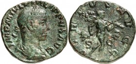 RÖMISCHES KAISERREICH. 
PHILIPPUS II., Augustus 247-249. AE-Sesterz (248) 12,71g. Paludamentbüste m. Lkr. n.r. IMP M IVL PHILIPPVS AVG&nbsp;/ VIRTVS ...
