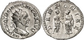 RÖMISCHES KAISERREICH. 
TRAIANUS DECIUS 249-251. Antoninian 4,37g. Drapierte Panzerbüste mit Strahlenkrone n. r. IMP C M Q TRAIANVS DECIVS AVG / PANN...