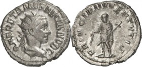 RÖMISCHES KAISERREICH. 
Herennius Etruscus Caesar 250-251. Antoninian 3,65g. Palliumbüste m. Strkr. n.r. Q&nbsp;HER ETR MES DECIVS NOB&nbsp;C&nbsp;/ ...