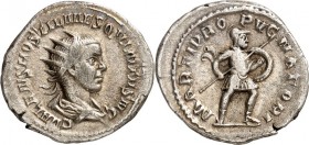RÖMISCHES KAISERREICH. 
Hostilianus Caesar 250-251. Antoninian 3,75g. Büste mit Paludamentum und Strahlenkrone n.r. C VALENS HOSTIL MES QVINTVS N C /...