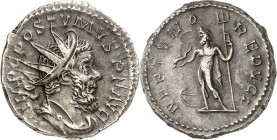 RÖMISCHES KAISERREICH. 
POSTUMUS 260-269. Antoninian (262) 4,00g, Köln. Drap. Panzerbüste mit Strahlenkrone n. r. IMP C POSTVMVS PF AVG / NEPTVNO RED...