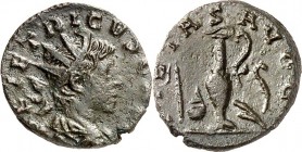 RÖMISCHES KAISERREICH. 
Tetricus II. Caesar 271-274. AE-Antoninian (273/274) 2,50g, Trier. Palliumbüste m. Strkr. n.r. C P E TETRICVS CA[ES] / PIETAS...