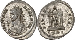 RÖMISCHES KAISERREICH. 
PROBUS 276-282. Bi-Antoninian (281) 2,36g, Rom, 4. Off. Konsularbüste, mit Trabea, Strahlenkrone und Scipio n.l. IMP PROB-VS ...
