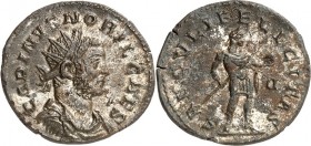 RÖMISCHES KAISERREICH. 
Carinus Caesar 282-283(-285). Bi-Antoninian (01./03.283) 3,41g, Lyon, 4. Off. Panzerbüste m. Strkr., Speer und Schild n.l. CA...