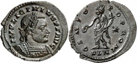 RÖMISCHES KAISERREICH. 
Constantius I. Chlorus Caesar 293-305. AE-Follis 26mm (304/305) 12,40g, Antiochia, 4. Off. Kopf m. Lkr. n.r. FL VAL CONSTANTI...